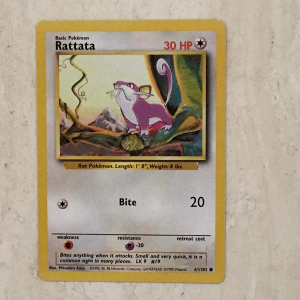 1999 Pokemon Cards Venonat Grimer Zubat Rattata Tentacool Ekans Lot Of 7 TCG